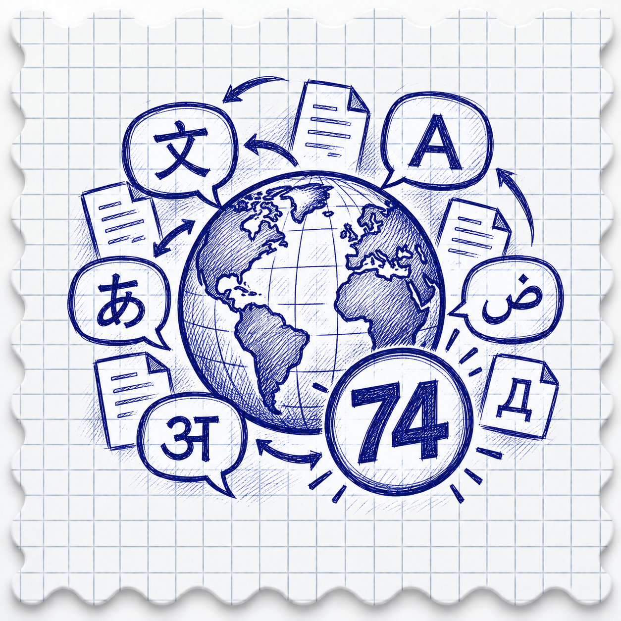 Переводы, 74 языка